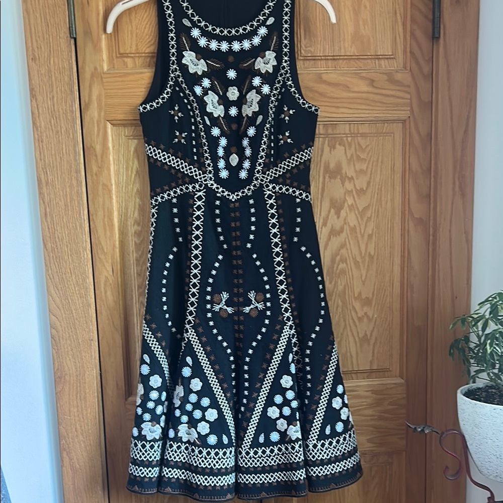Elegant Black and White Embroidered Dress